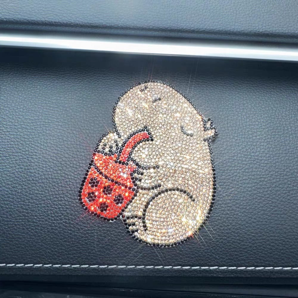 Bling Capybara Drinking Boba Decal