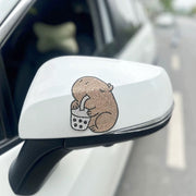 Bling Capybara Drinking Boba Decal