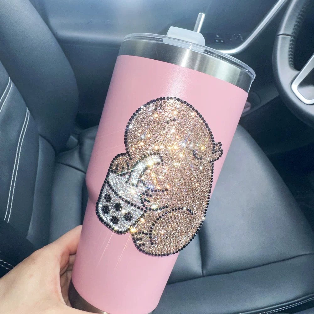 Bling Capybara Drinking Boba Decal