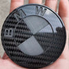 BMW Chrome Logo Emblem Real Carbon Fiber Pattern Badge Symbol