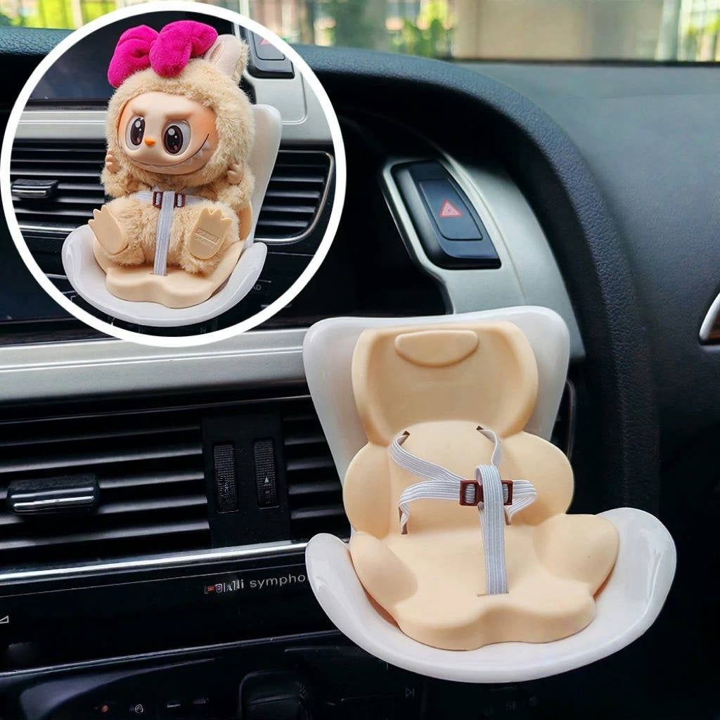 Cute Car Air Vent Baby-Style Safety Seat for Plush Toys | Dashboard & Vent Clip with Buckles & Scent Diffuser - 4 Cute Car Air Vent Baby-Style Safety Seat for Plush Toys | Dashboard & Vent Clip with Buckles & Scent Diffuser - 4