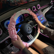 Pink 3D Lace Petal Steering Wheel Cover