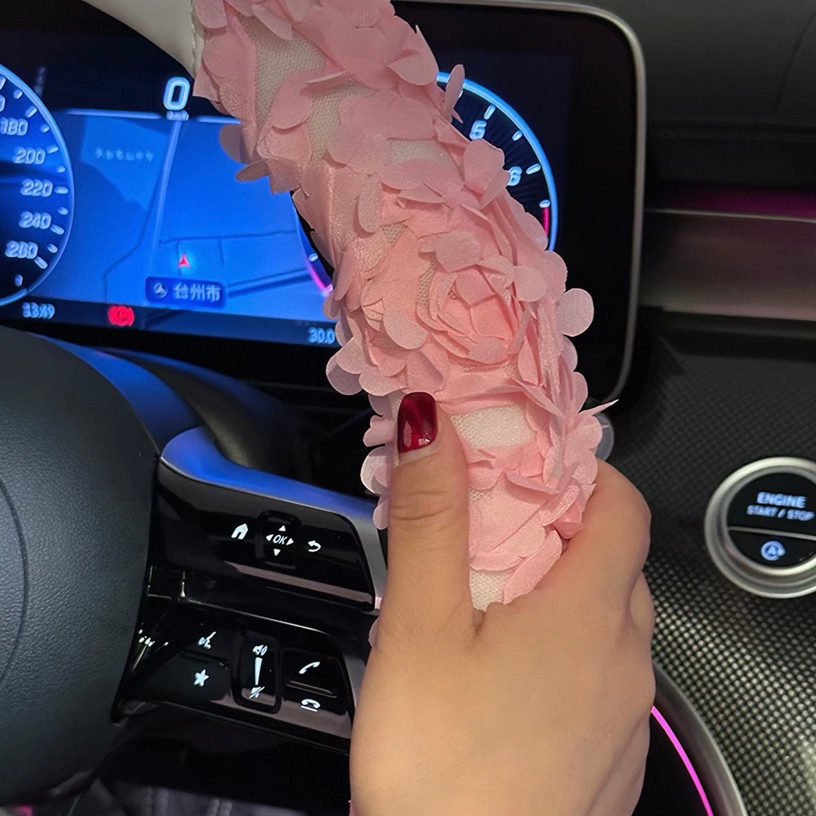 Pink 3D Lace Petal Steering Wheel Cover