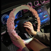 Pink 3D Lace Petal Steering Wheel Cover