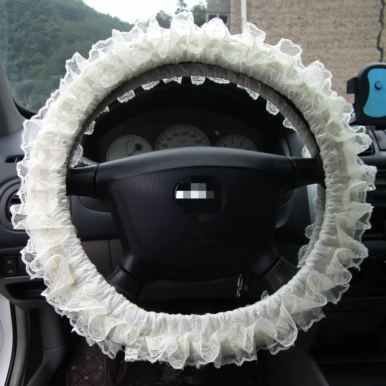 Elegant Ruffle & Lace Steering Wheel Cover