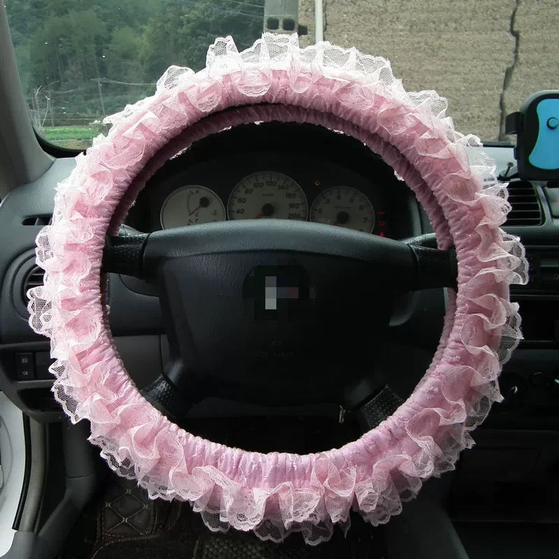 Elegant Ruffle & Lace Steering Wheel Cover