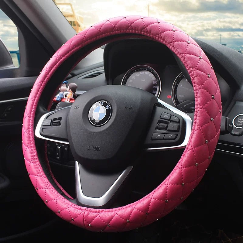 Hot Pink Vegan Leather Steering wheel cover