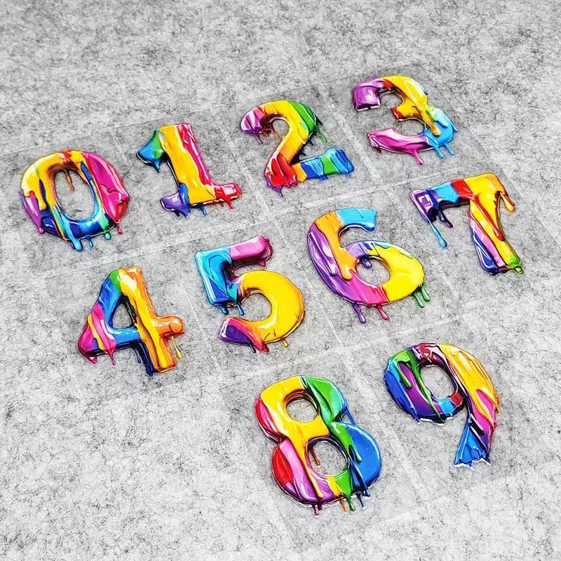 Dopamine Dripping Fluid Alphabet or Number Decals