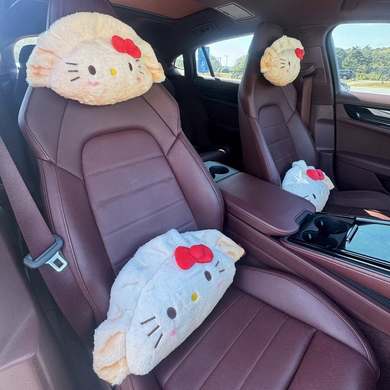 Cute Kawaii Cat Dumpling Pan-Fried Bun Car Headrest and Lumbar Pillow