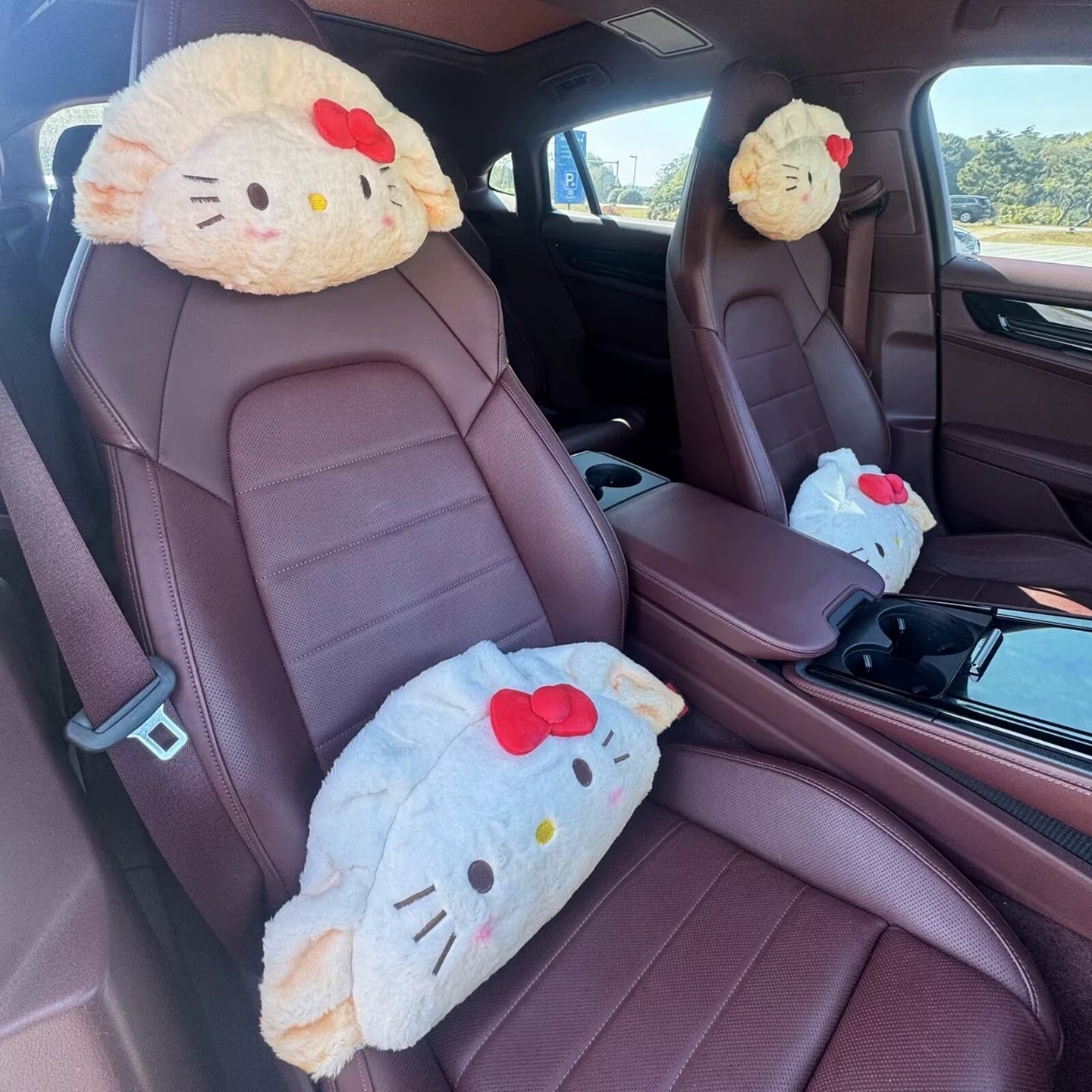 Cute Kawaii Cat Dumpling Pan-Fried Bun Car Headrest and Lumbar Pillow