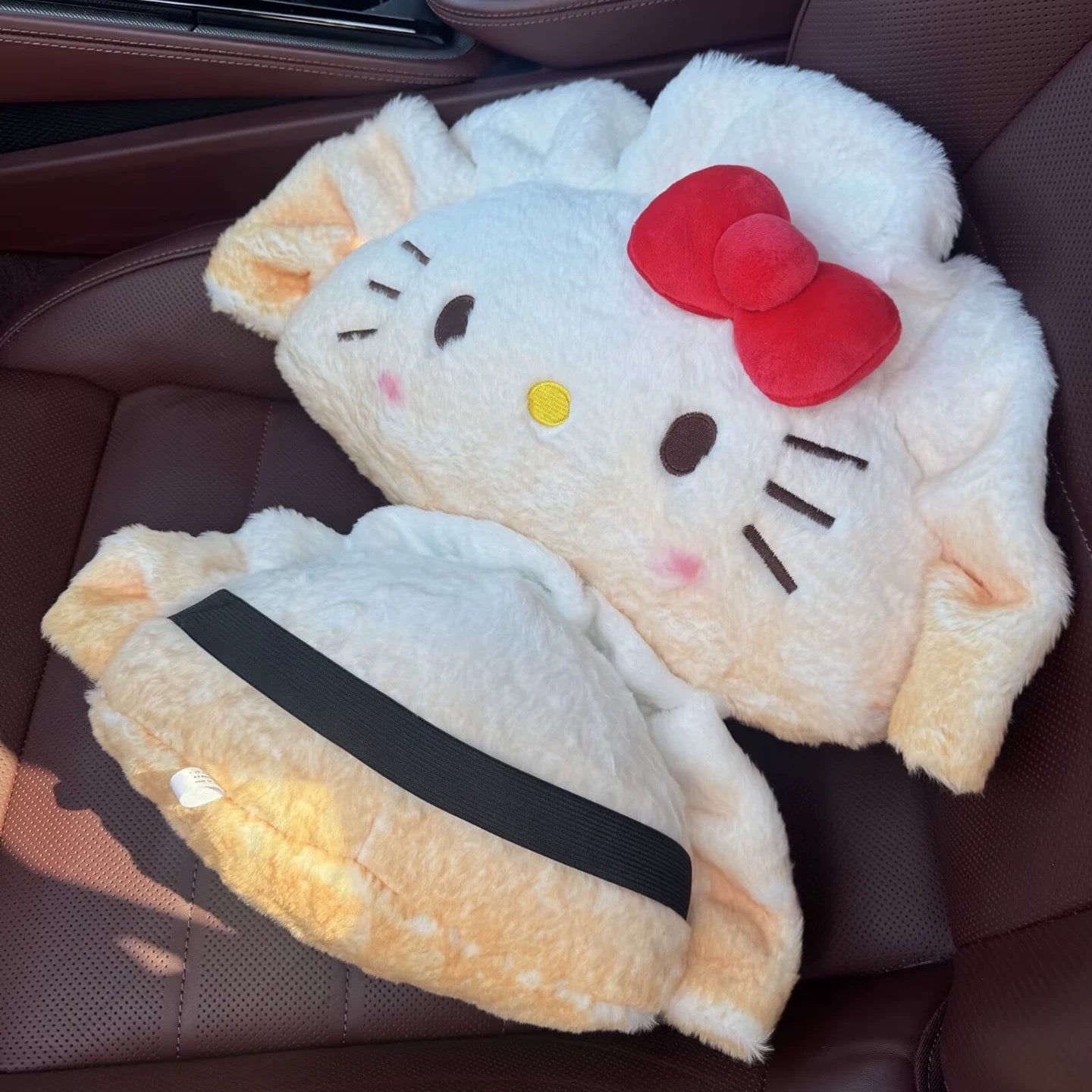Cute Kawaii Cat Dumpling Pan-Fried Bun Car Headrest and Lumbar Pillow