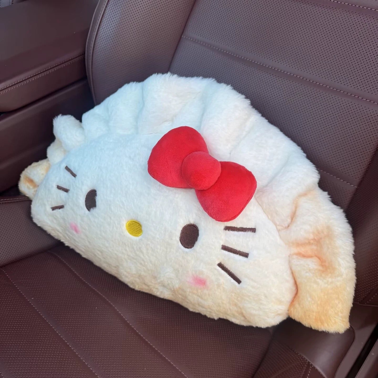 Cute Kawaii Cat Dumpling Pan-Fried Bun Car Headrest and Lumbar Pillow