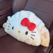 Cute Kawaii Cat Dumpling Pan-Fried Bun Car Headrest and Lumbar Pillow