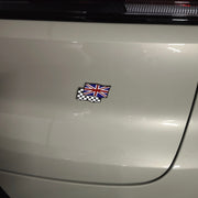 Union Jack Checkered Flag Car Metal Badge