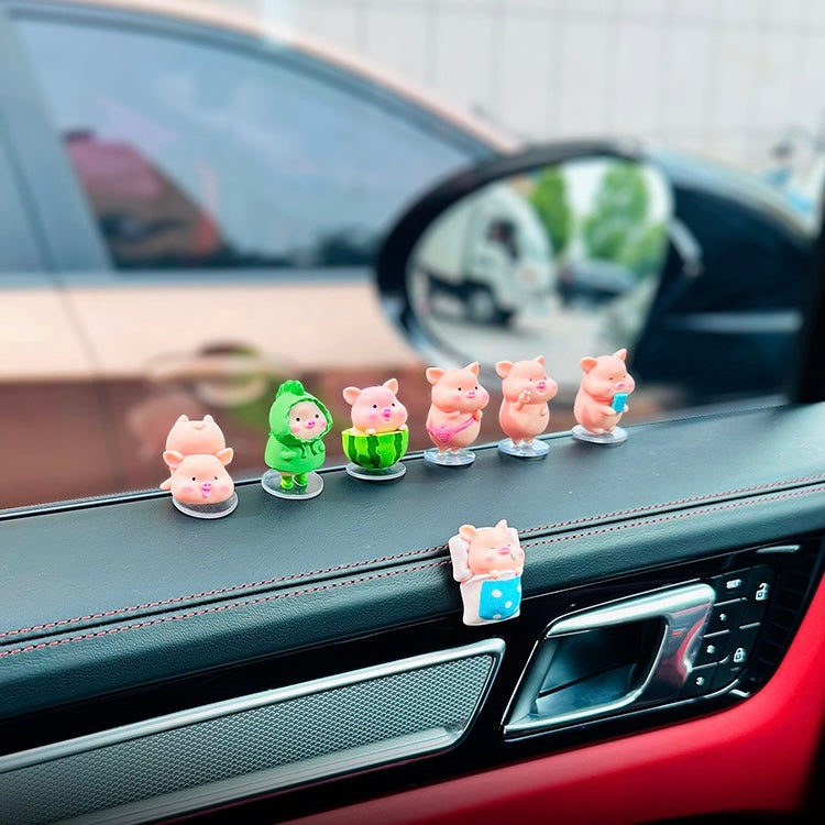 Funny Car Dashboard Decoration - 7 little pigs