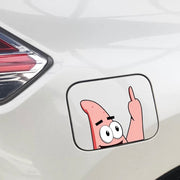 Funny Patrick Star middle finger vinyl car sticker overlay on rear windshield for scratch cover up
