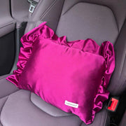 Luxury Beetroot Satin Silk Bow Knot Car Lumbar Pillow