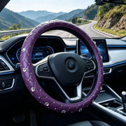 Luxury Purple Leather Diamond Steering Wheel Cover