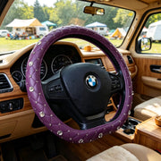 Luxury Purple Leather Diamond Steering Wheel Cover D shape