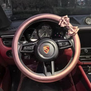 Sweet Satin Bow Steering Wheel Cover Morandi Purple with bow