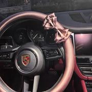 Sweet Satin Bow Steering Wheel Cover Morandi Purple with bow