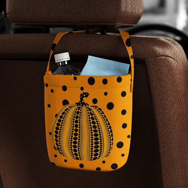 Polka Dot Pumpkin Car Trash Bin
