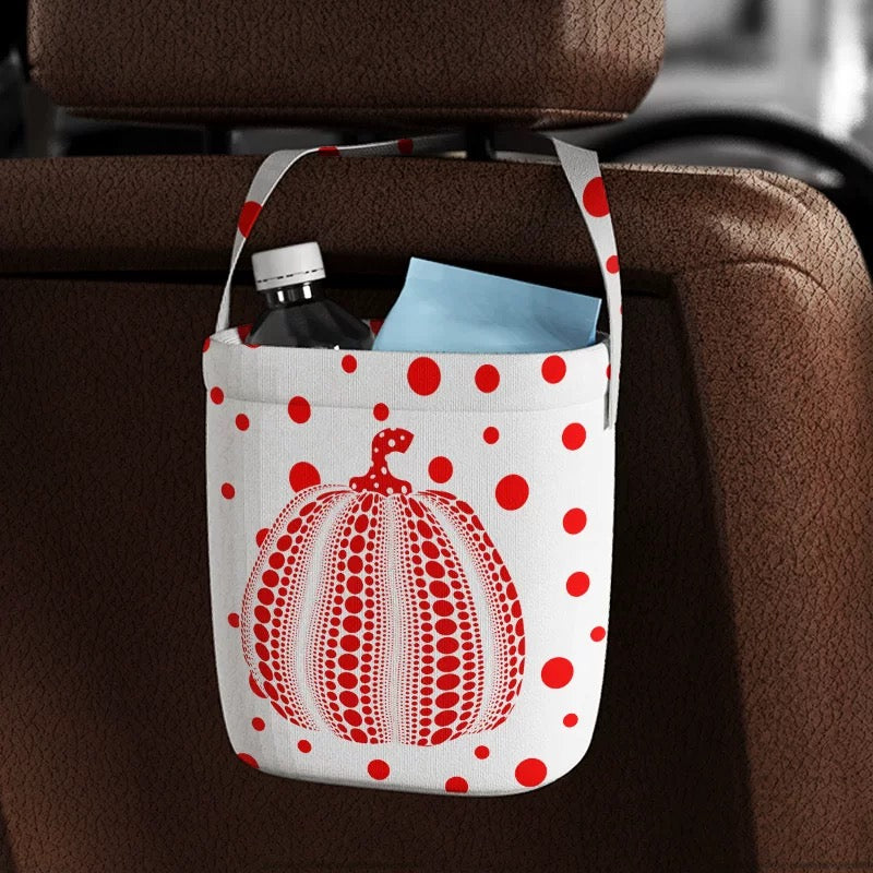 Polka Dot Pumpkin Car Trash Bin