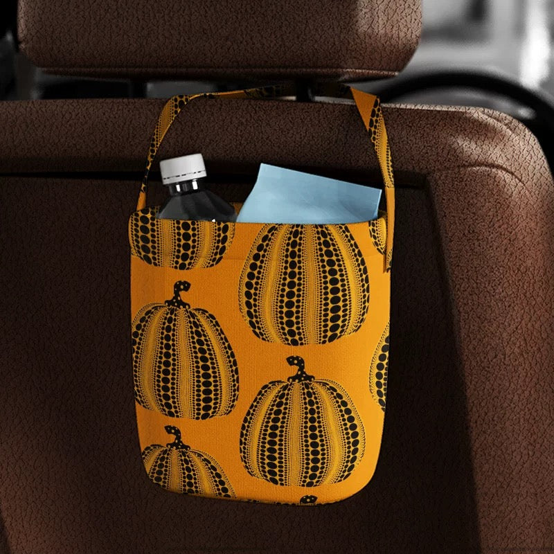 Polka Dot Pumpkin Car Trash Bin