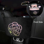 Luxury Rhinestone Camellia Between Seat Car Organizer 