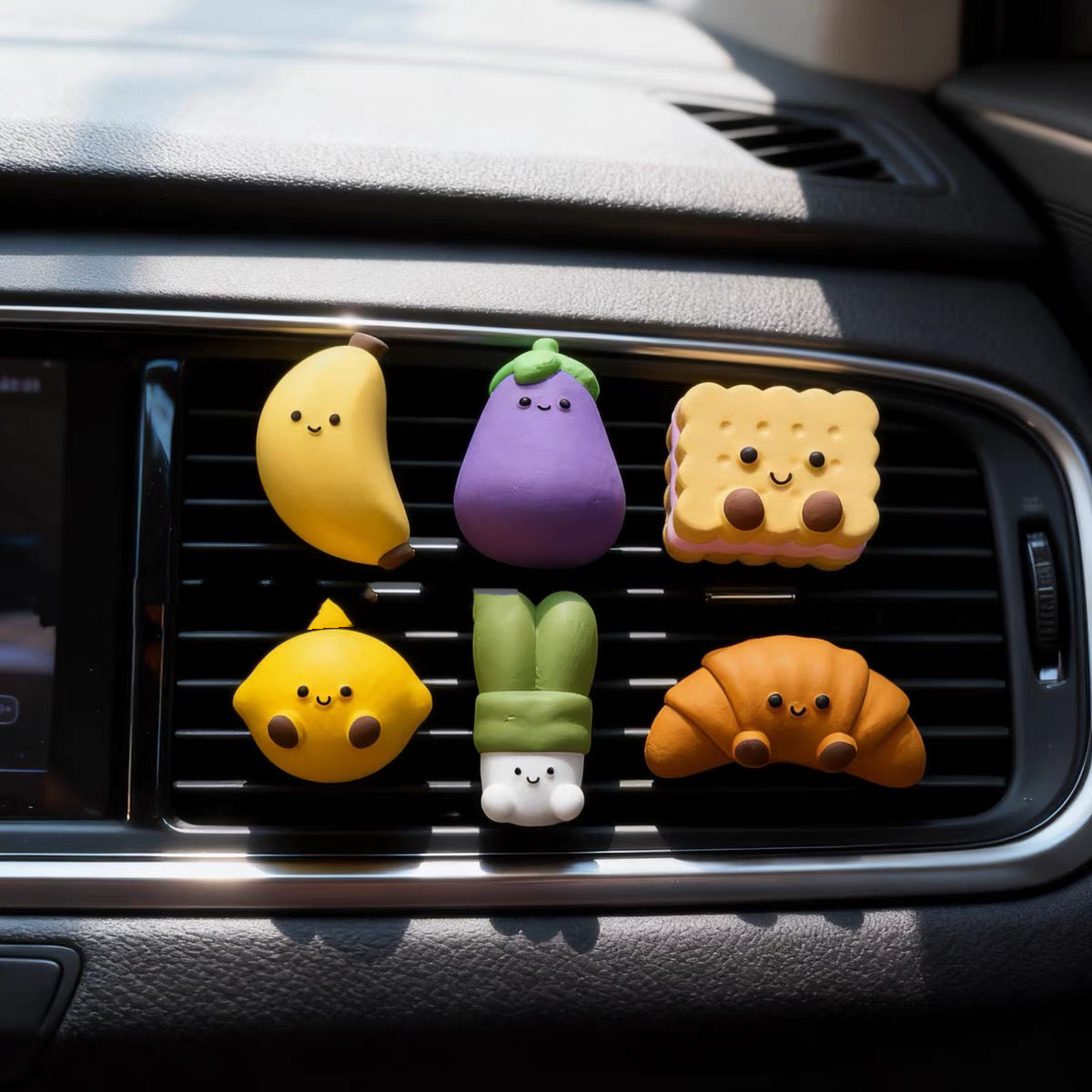 Cute Cartoon Food & Vegetable Car Air Vent Diffuser Stones - 6 Designs
