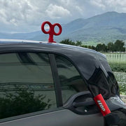 Red Solar-Powered Wind-Up Key Car Roof Decoration | Cute Spinning Accessory for Cars & EVs