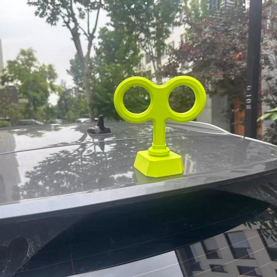 Neon green Solar-Powered Wind-Up Key Car Roof Decoration | Cute Spinning Accessory for Cars & EVs