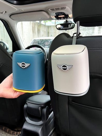 BMW Mini Cooper Countryman Clubman Car Seat Back Hanging Trash Can with Lid -White, Blue, Pink