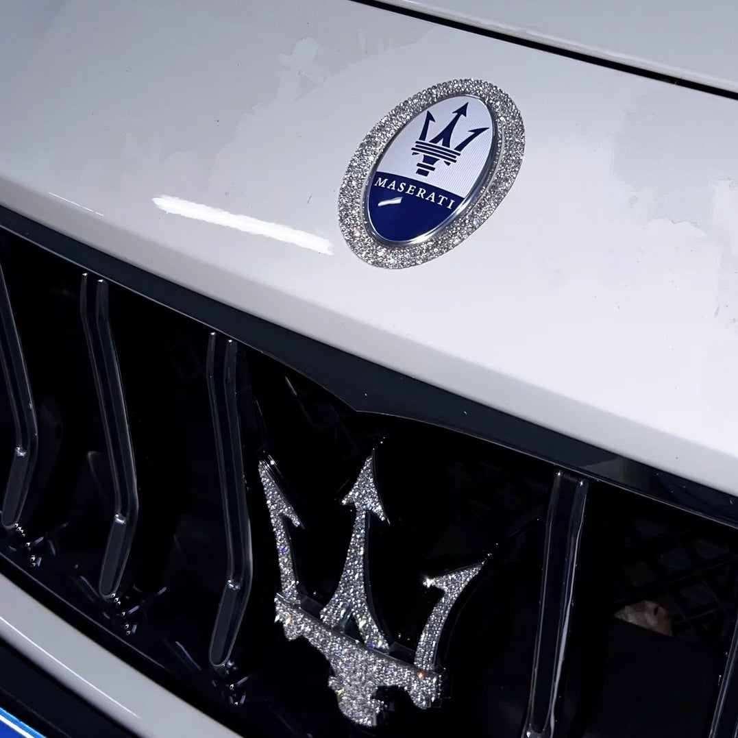 Maserati Chrome GranSport Emblem - New 5.5 X 0.75 Inches