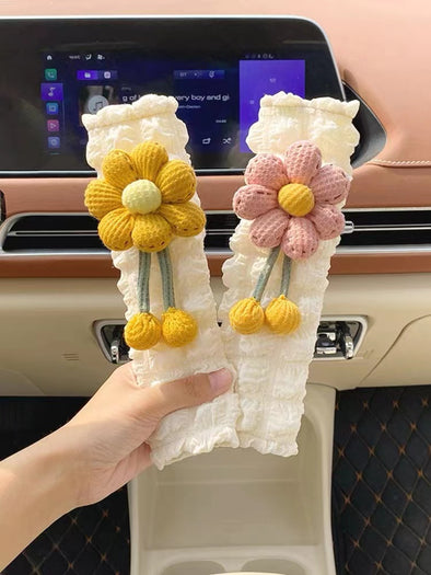 Soft and Comforting Seat Belt Cover with Sunflower Decoration