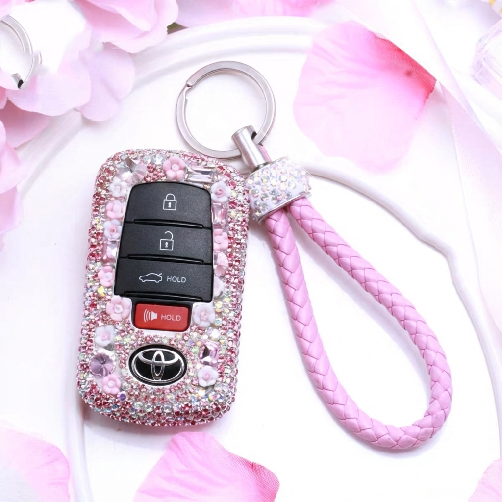 Pink Bling Key Fob Cover for Toyota Camry