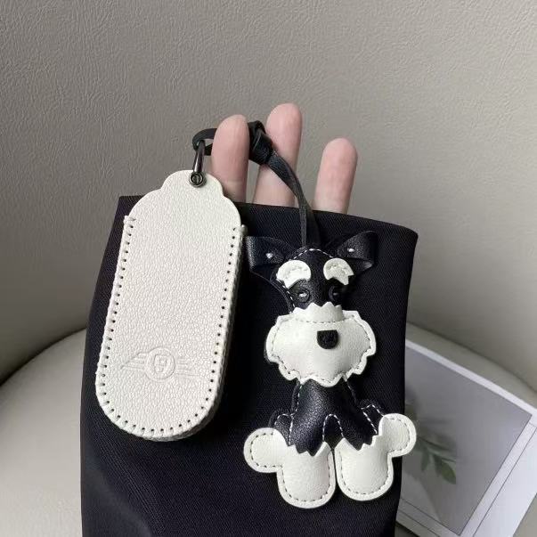 BMW Mini Key Case (24/25) - Pink/Blue/White w/  Schnauzer or Dachshund Dog Pendant