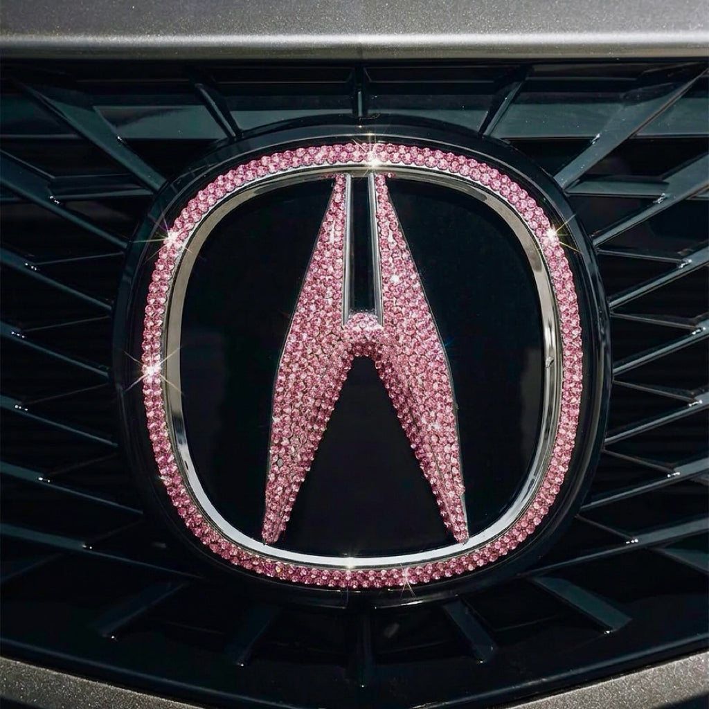 Pink Bling Acura Emblem Overlays