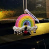 Crochet Handmade Knit Rainbow Car Mirror Hanging Pendant Charm