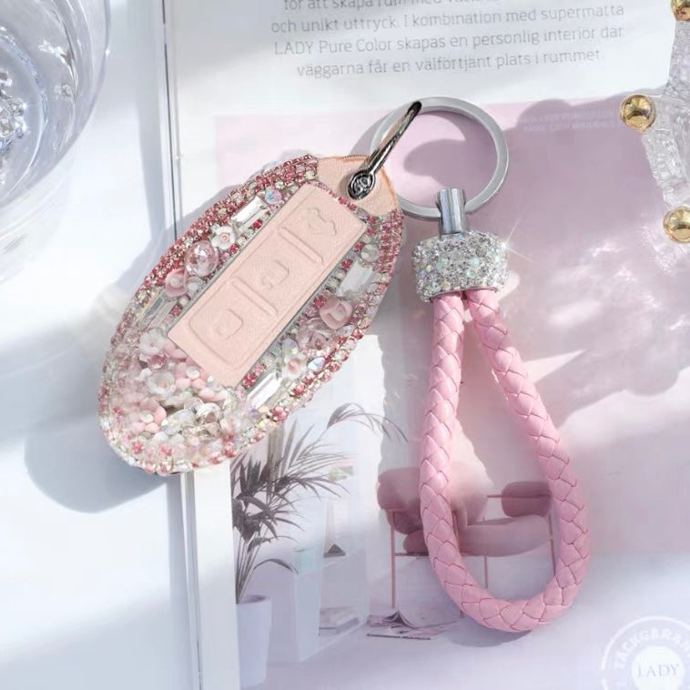Nissan Bling Key Holder with Rhinestones and flowers