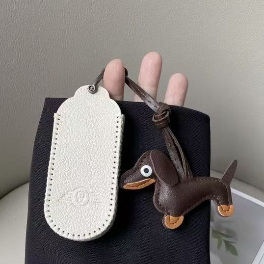 BMW Mini Key Case (24/25) - Pink/Blue/White w/  Schnauzer or Dachshund Dog Pendant