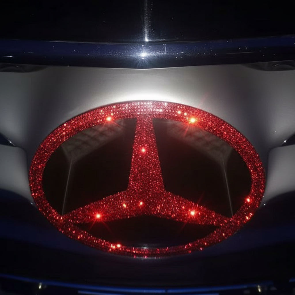 Dazzling Red Rhinestone Mercedes-Benz Emblem Decal