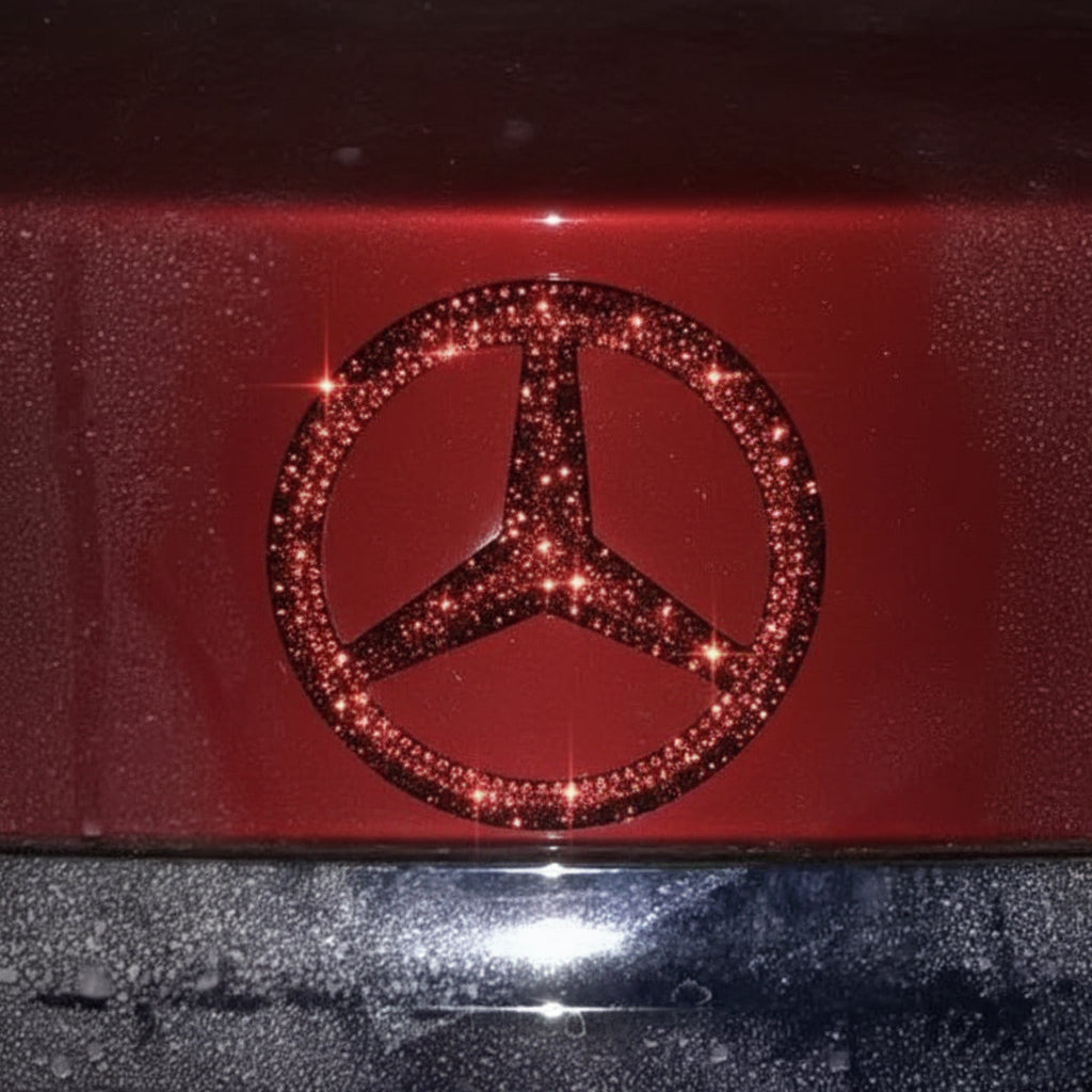Dazzling Red Rhinestone Mercedes-Benz Emblem Decal