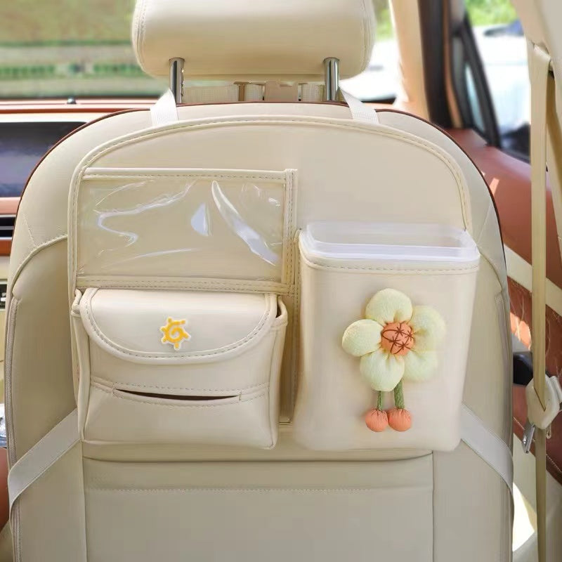 Cute Car Seat Back Organizer -Cell phone water bottle iPad Tissue Holder with sunflower