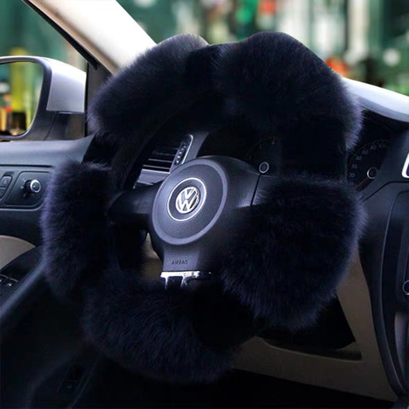 Round Shaped Fluffy fur Sherpa Steering wheel cover for Winter