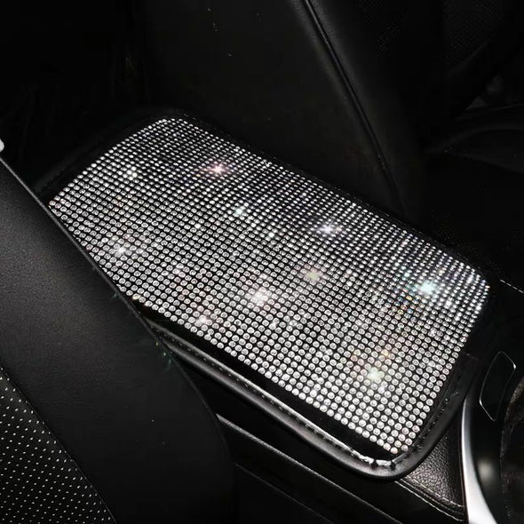Bedazzled Silver Crystal Bling Car Center Console Cover - Custom Size Available