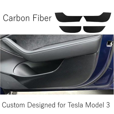 TESLA Model 3 Custom Designed Carbon Fiber Glove Box Cover Stickers Kicking Protective (4 Pcs)