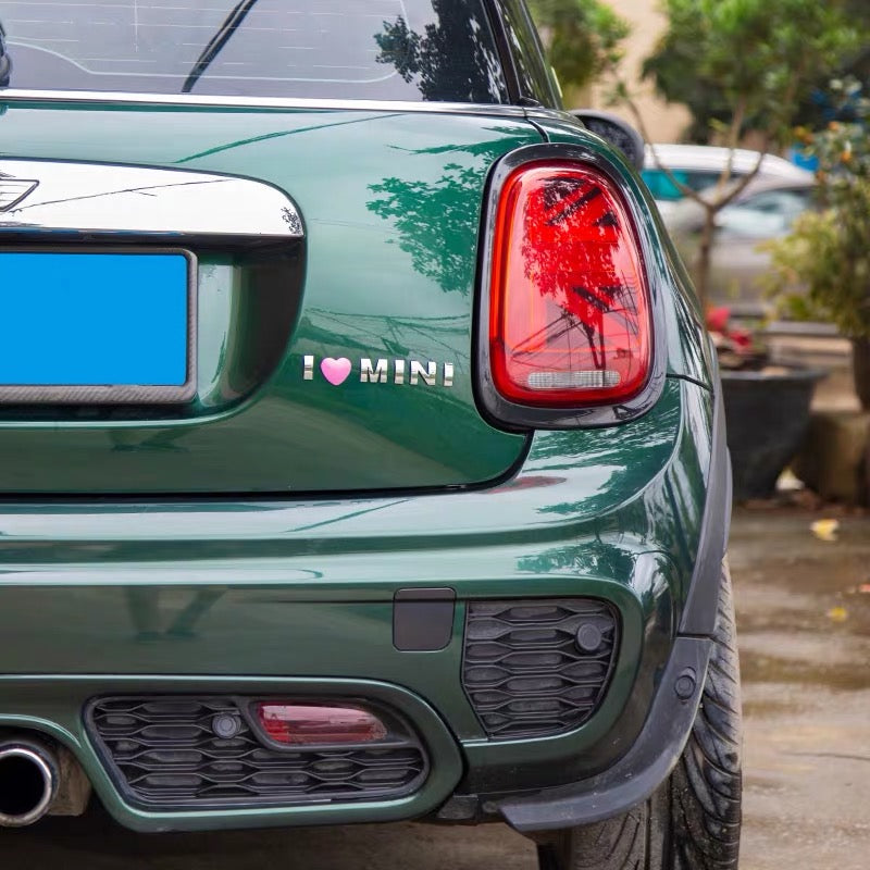 3D Chrome Metal  Mini Cooper Decal I love mini Sticker