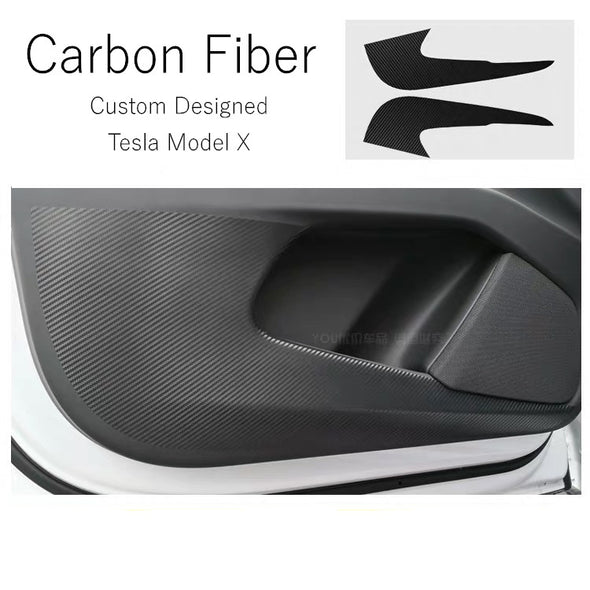 TESLA Model X Carbon Fiber Glove Box Cover Stickers Door Kicking Protective (2 Pcs)