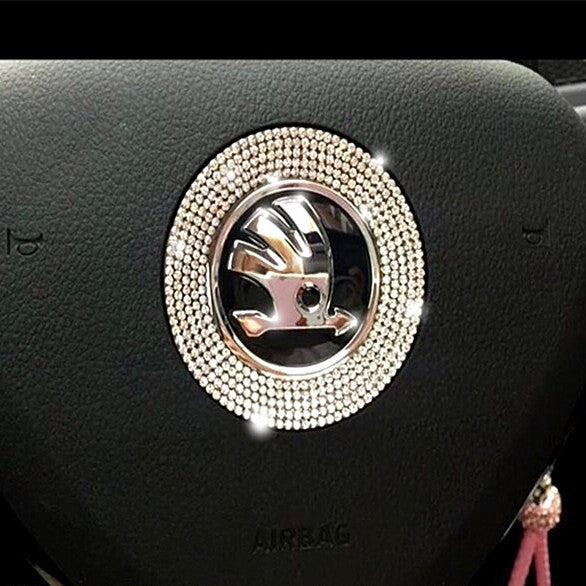 Bling Scoda Emblem for Steering Wheel LOGO Sticker Decal VW